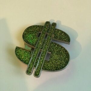 Ching Ching- green sparkle Mobtown belt buckle- vintage 2000 belt buckle, used.